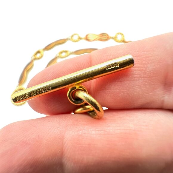 Vintage Gucci Womens Belt Or Necklace Gold Plated Red Green Enamel 36 Inch - Picture 3 of 7